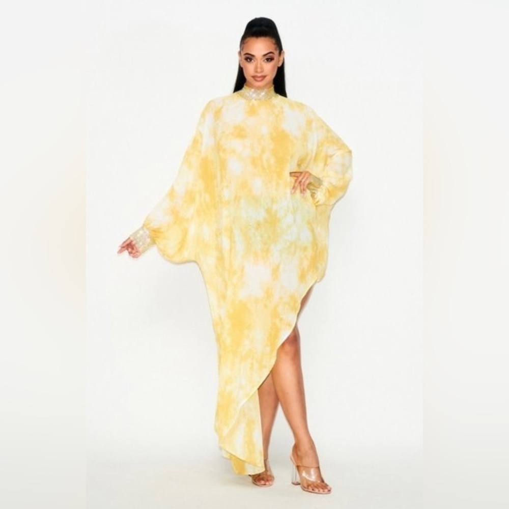 Chiffon Embellishment Asymmetrical Tunic Jewel Top